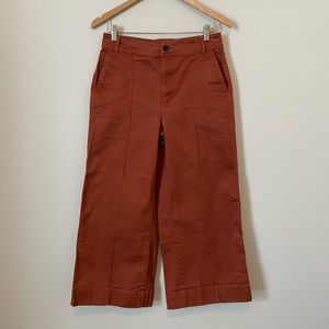 Madewell High Waisted Wide Leg Cropped Pants size 28 Rust